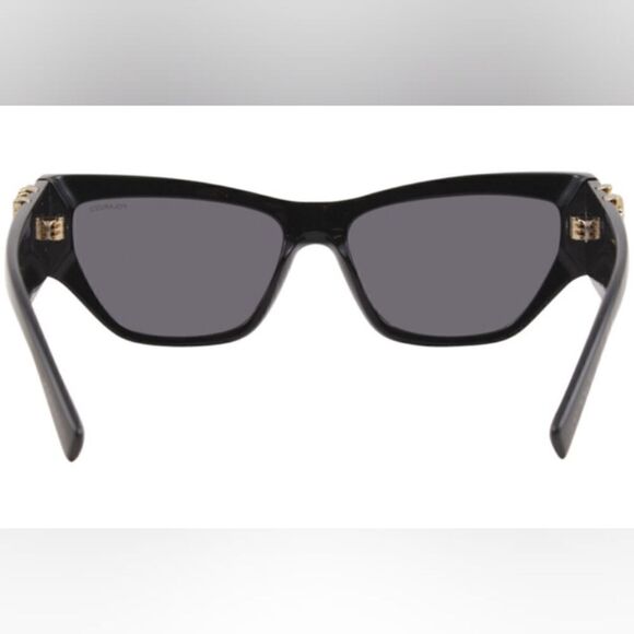 Designer Black Sunglasses with Metal Logo Accent - Like New - Picture 2 of 6